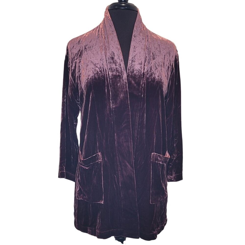 NWT Eileen Fisher Silk Velvet Kimono Maroon XXS